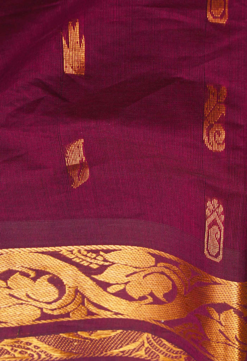 Purple Pure Handloom Gadwal Mercerized Cotton Saree-UNM66254
