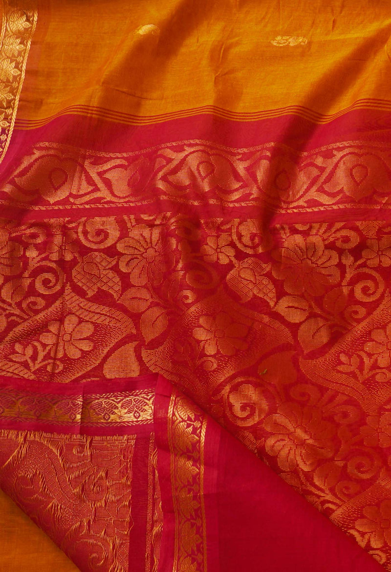 Rust Orange Pure Handloom Pavni Venkatagiri Cotton Saree-UNM66261