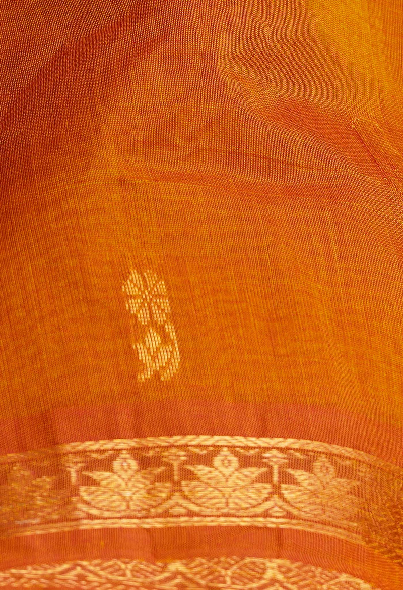 Rust Orange Pure Handloom Pavni Venkatagiri Cotton Saree-UNM66261