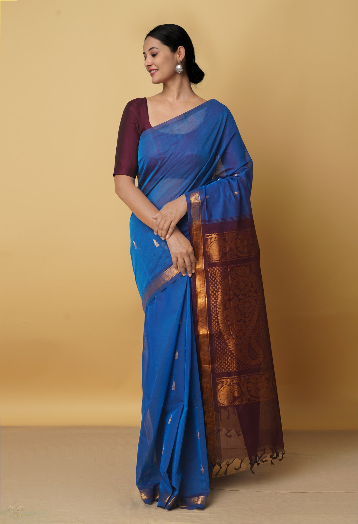 Blue Pure Handloom Pavni Venkatagiri Cotton Saree-UNM66263