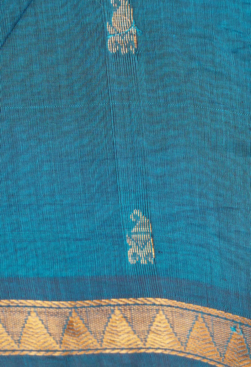 Blue Pure Handloom Pavni Venkatagiri Cotton Saree-UNM66264