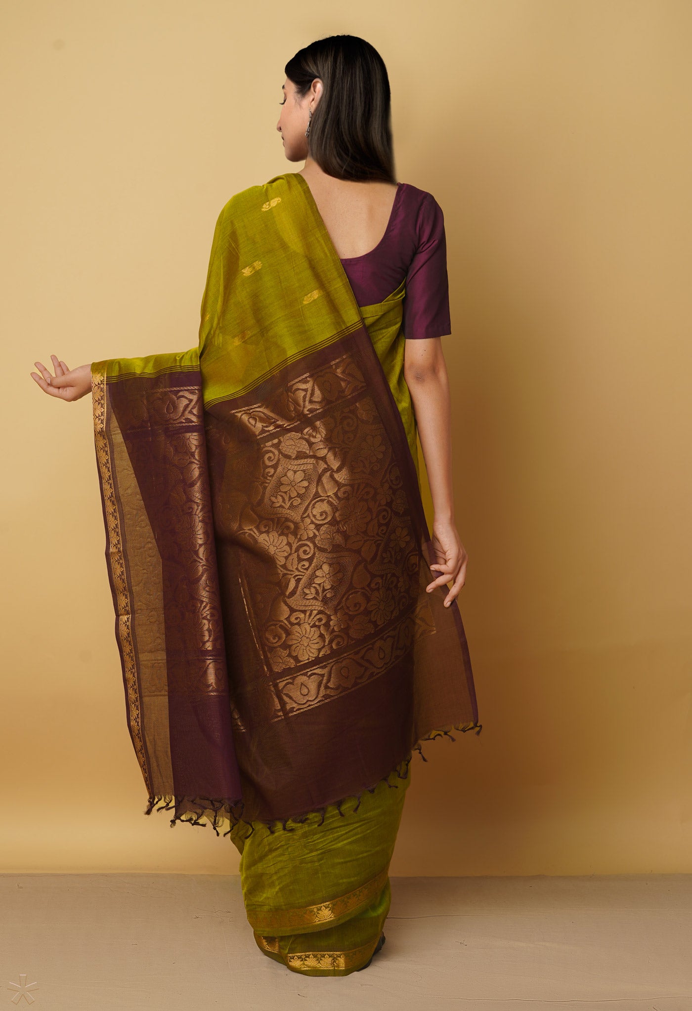 Mehendi Green Pure Handloom Pavni Venkatagiri Cotton Saree-UNM66267