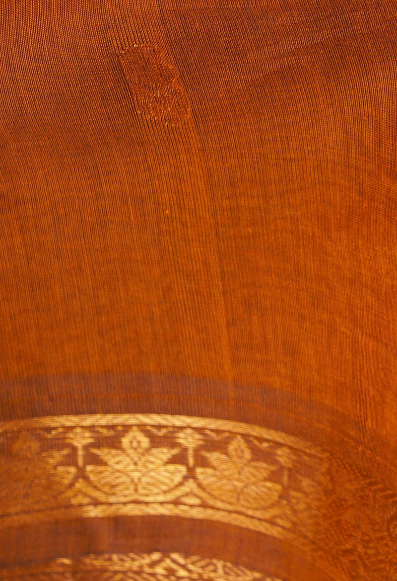 Rust Orange Pure Handloom Pavni Venkatagiri Cotton Saree-UNM66270