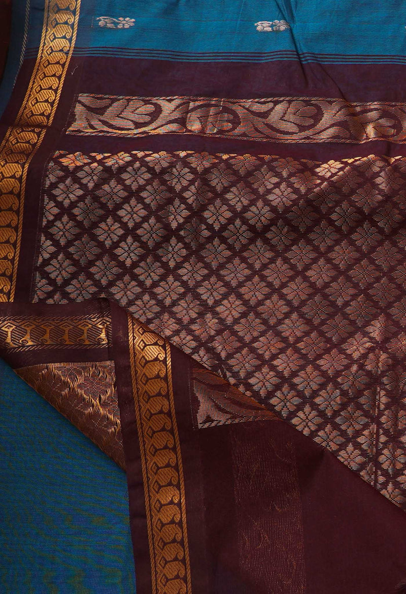 Blue Pure Handloom Pavni Venkatagiri Cotton Saree-UNM66274