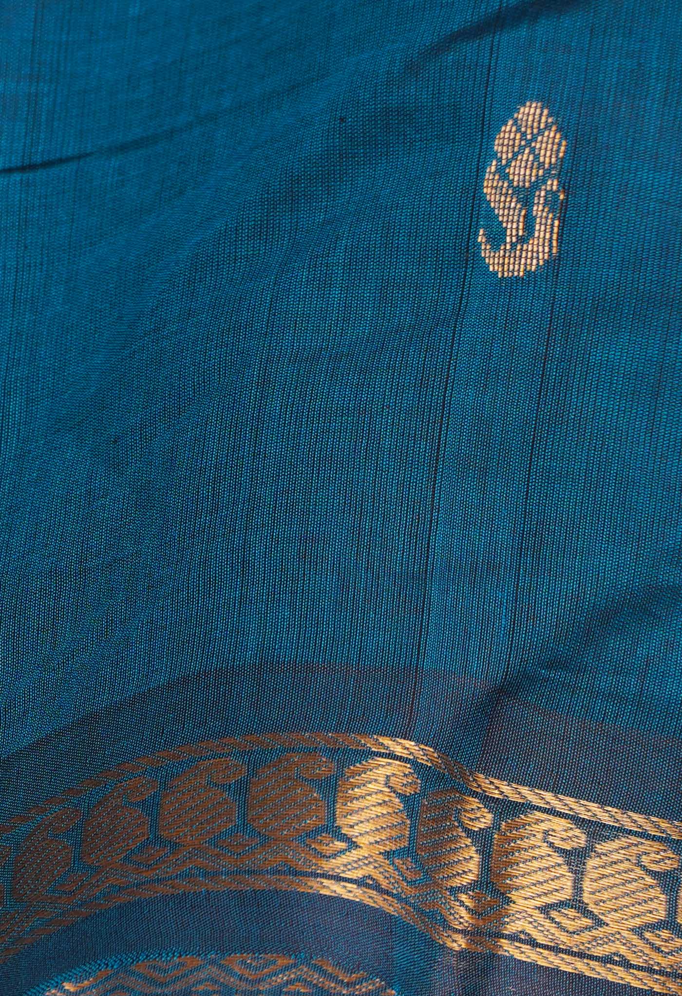 Blue Pure Handloom Pavni Venkatagiri Cotton Saree-UNM66274