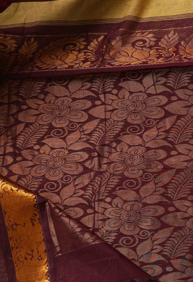 Brown Pure Handloom Gadwal Cotton Saree-UNM66278
