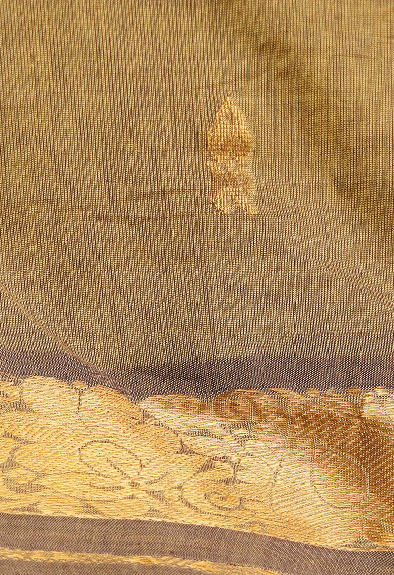 Brown Pure Handloom Gadwal Cotton Saree-UNM66278