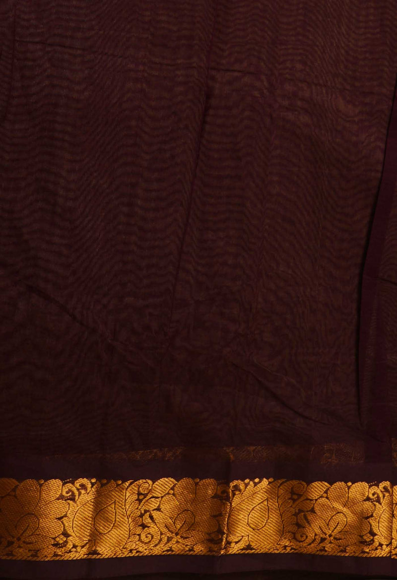 Brown Pure Handloom Gadwal Cotton Saree-UNM66278