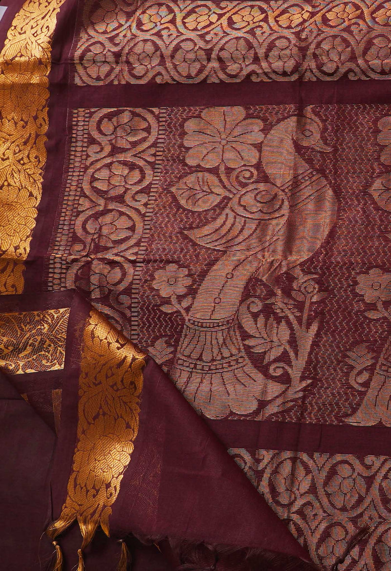 Green Pure Handloom Gadwal Cotton Saree-UNM66282