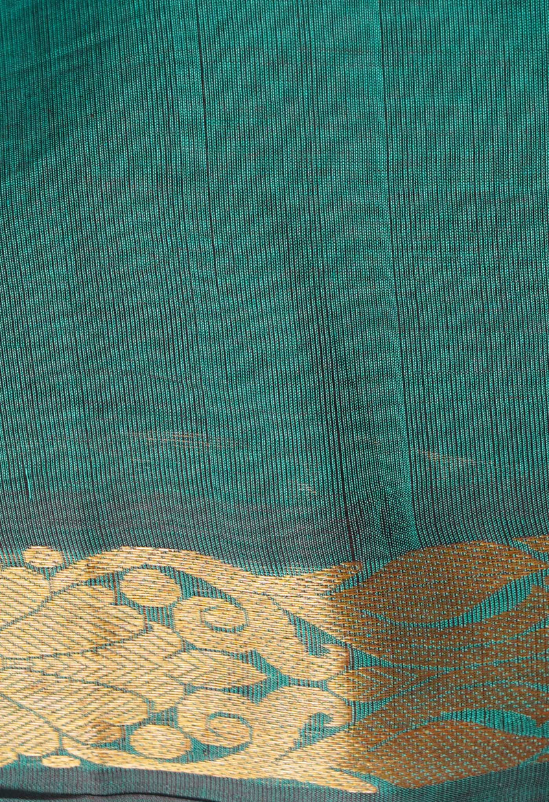 Green Pure Handloom Gadwal Cotton Saree-UNM66284