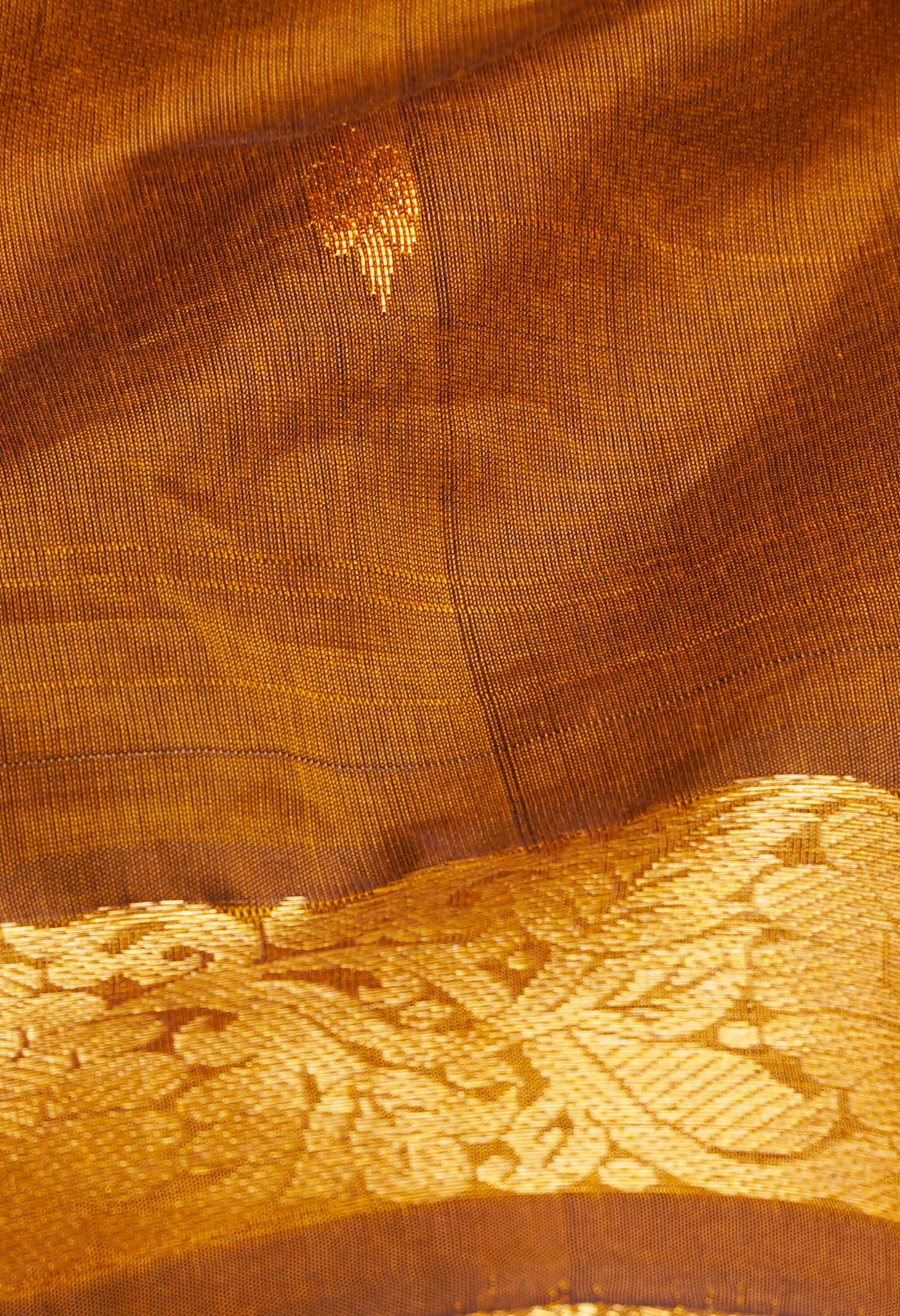 Copper Brown Pure Handloom Gadwal Cotton Saree-UNM66291