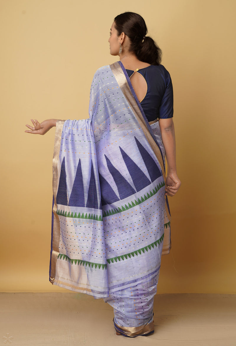 Light Blue Pure Handloom Maheshwari Sico Saree-UNM66293