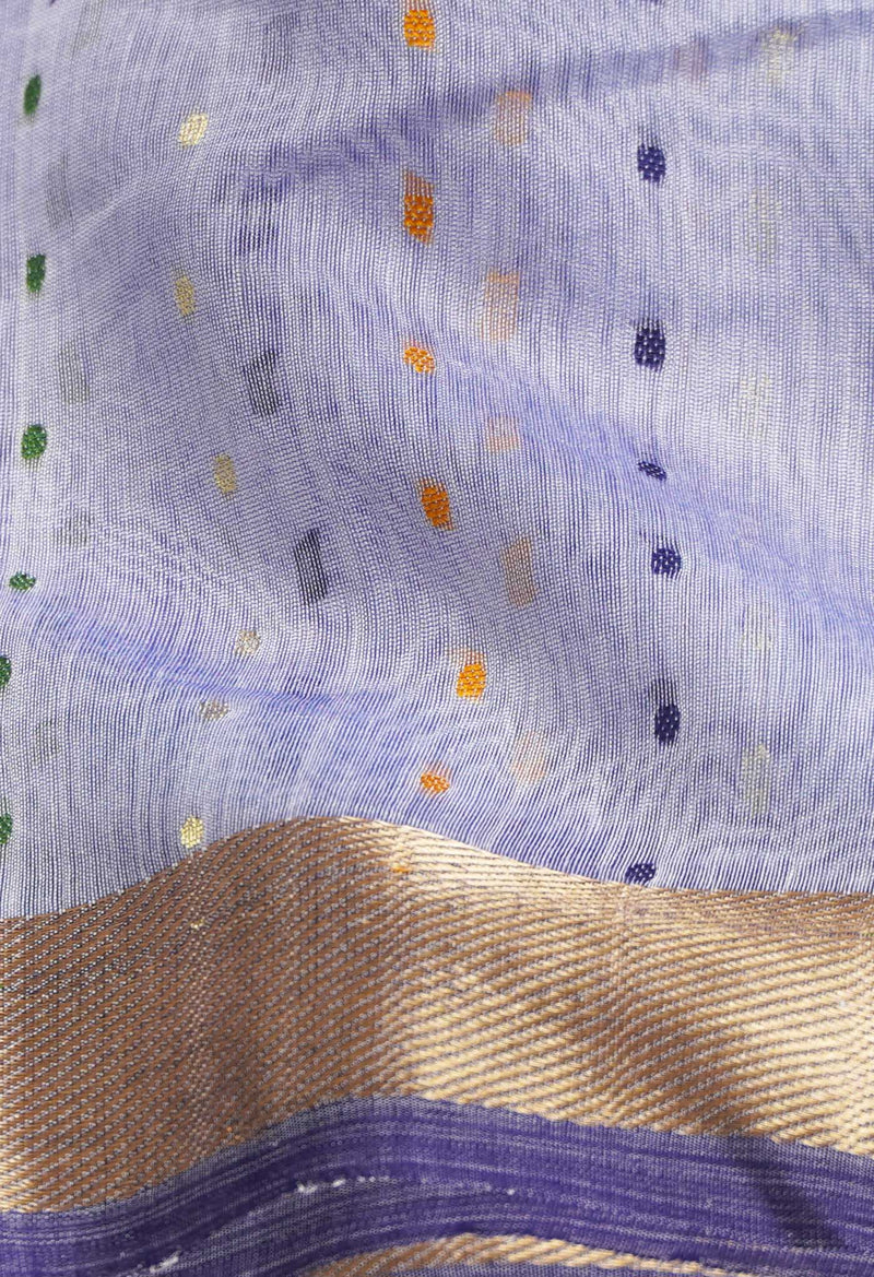 Light Blue Pure Handloom Maheshwari Sico Saree-UNM66293