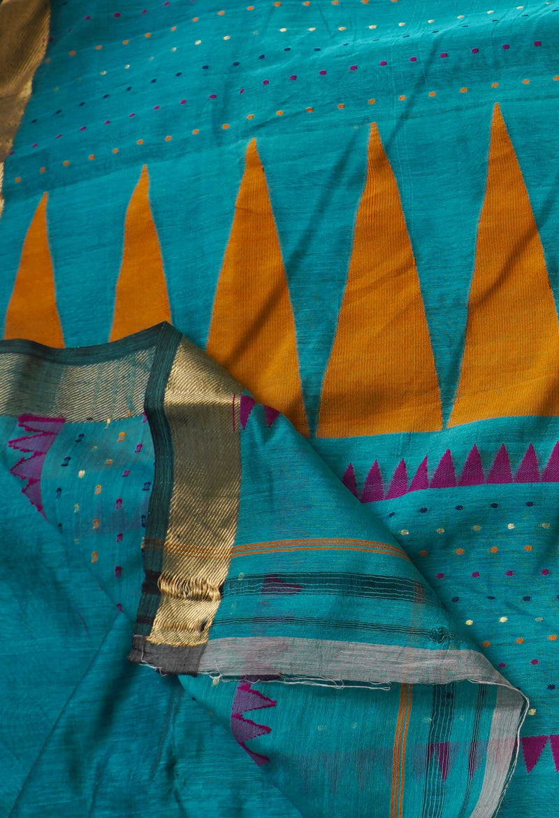 Blue Pure Handloom Maheshwari Sico Saree-UNM66295