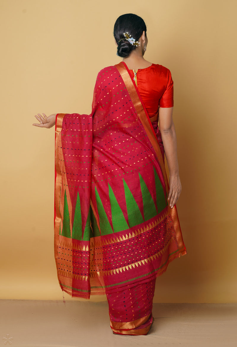 Pink Pure Handloom Maheshwari Sico Saree-UNM66297
