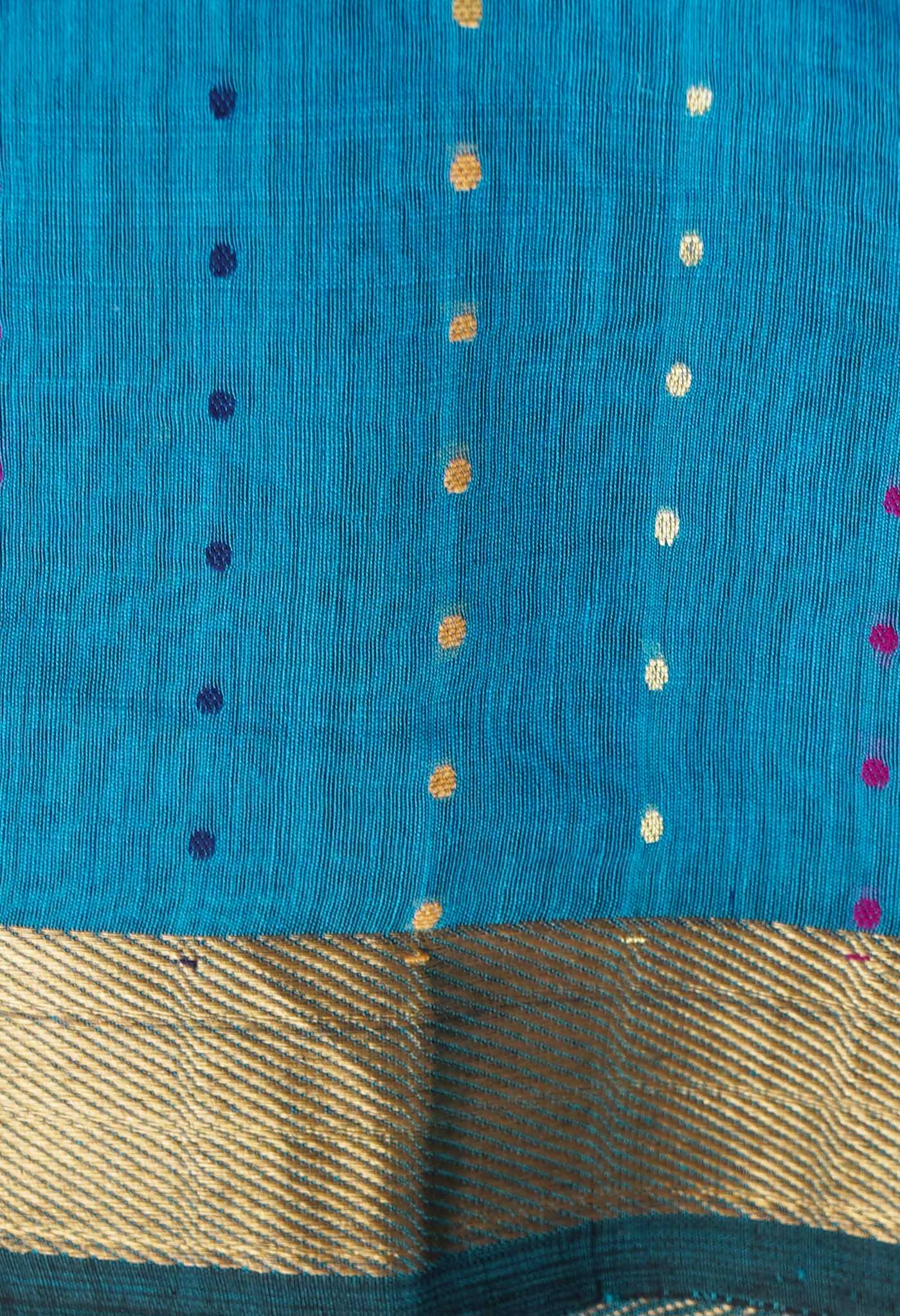 Blue Pure Handloom Maheshwari Sico Saree-UNM66299