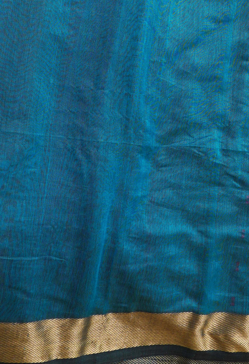 Blue Pure Handloom Maheshwari Sico Saree-UNM66305