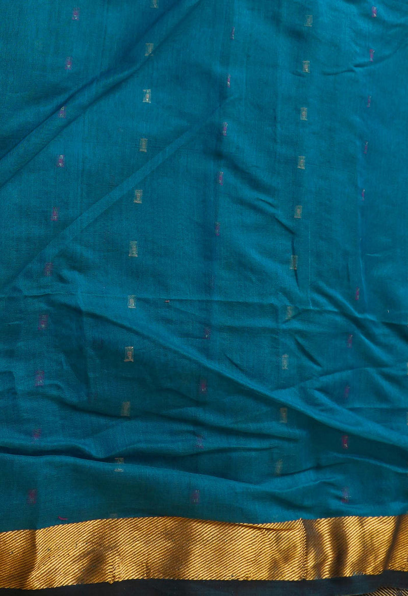 Blue Pure Handloom Maheshwari Sico Saree-UNM66306