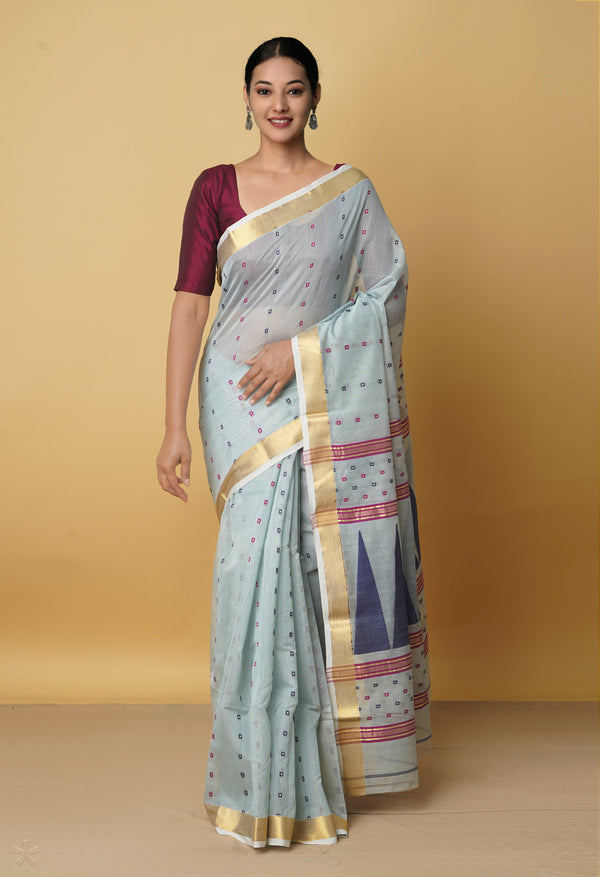 Cream Pure Handloom Maheshwari Sico Saree-UNM66309