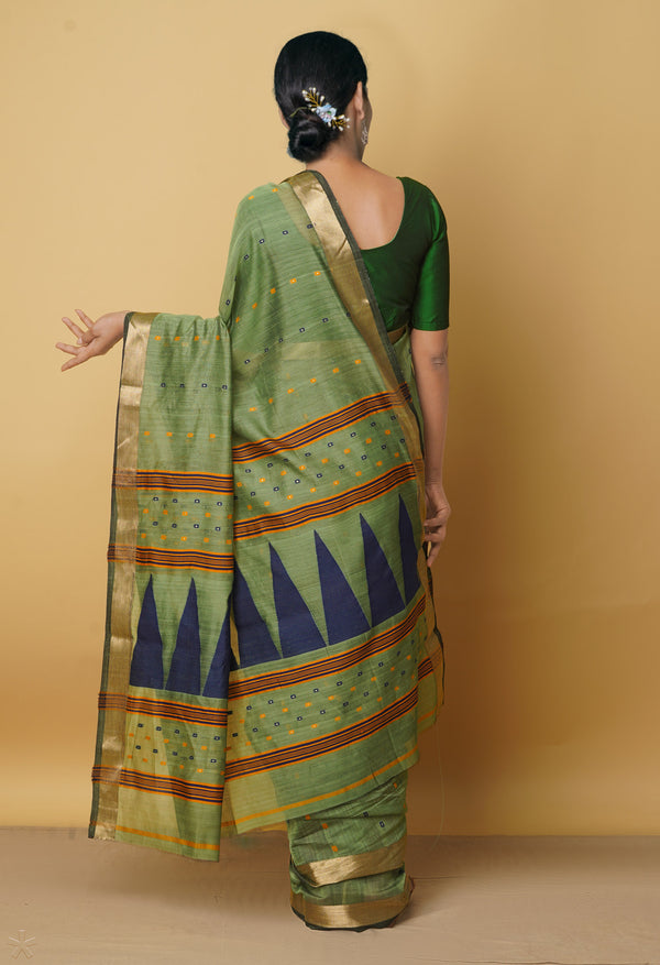 Green Pure Handloom Maheshwari Sico Saree-UNM66310