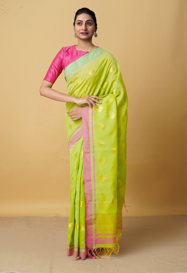 Green  Maheshwari Sico Saree-UNM66393