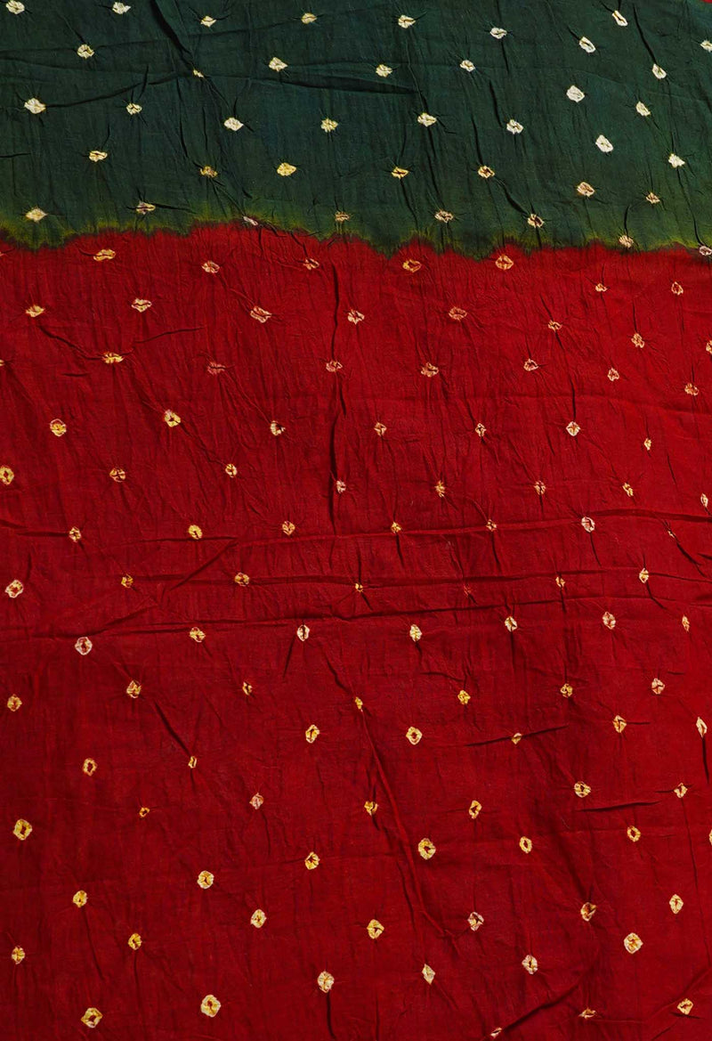 Maroon Pure Bandhani Cotton Saree-UNM66411