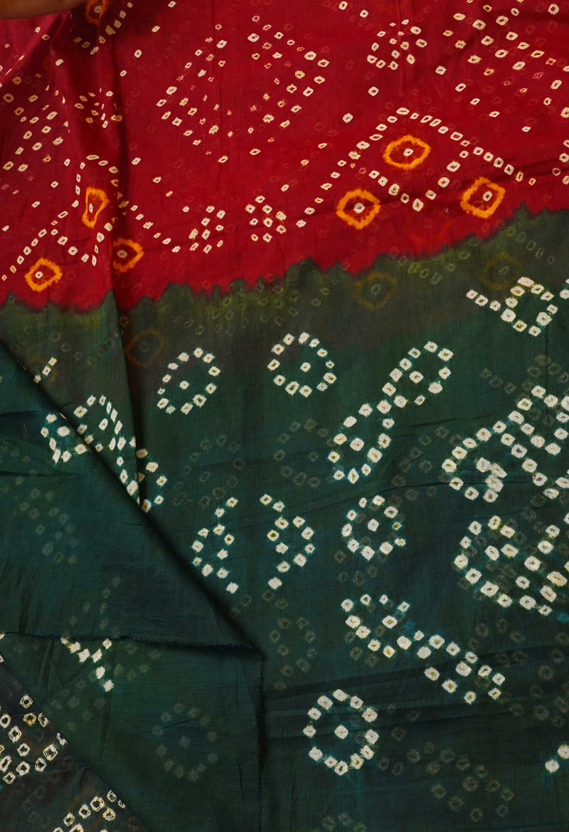 Maroon Pure Bandhani Cotton Saree-UNM66411