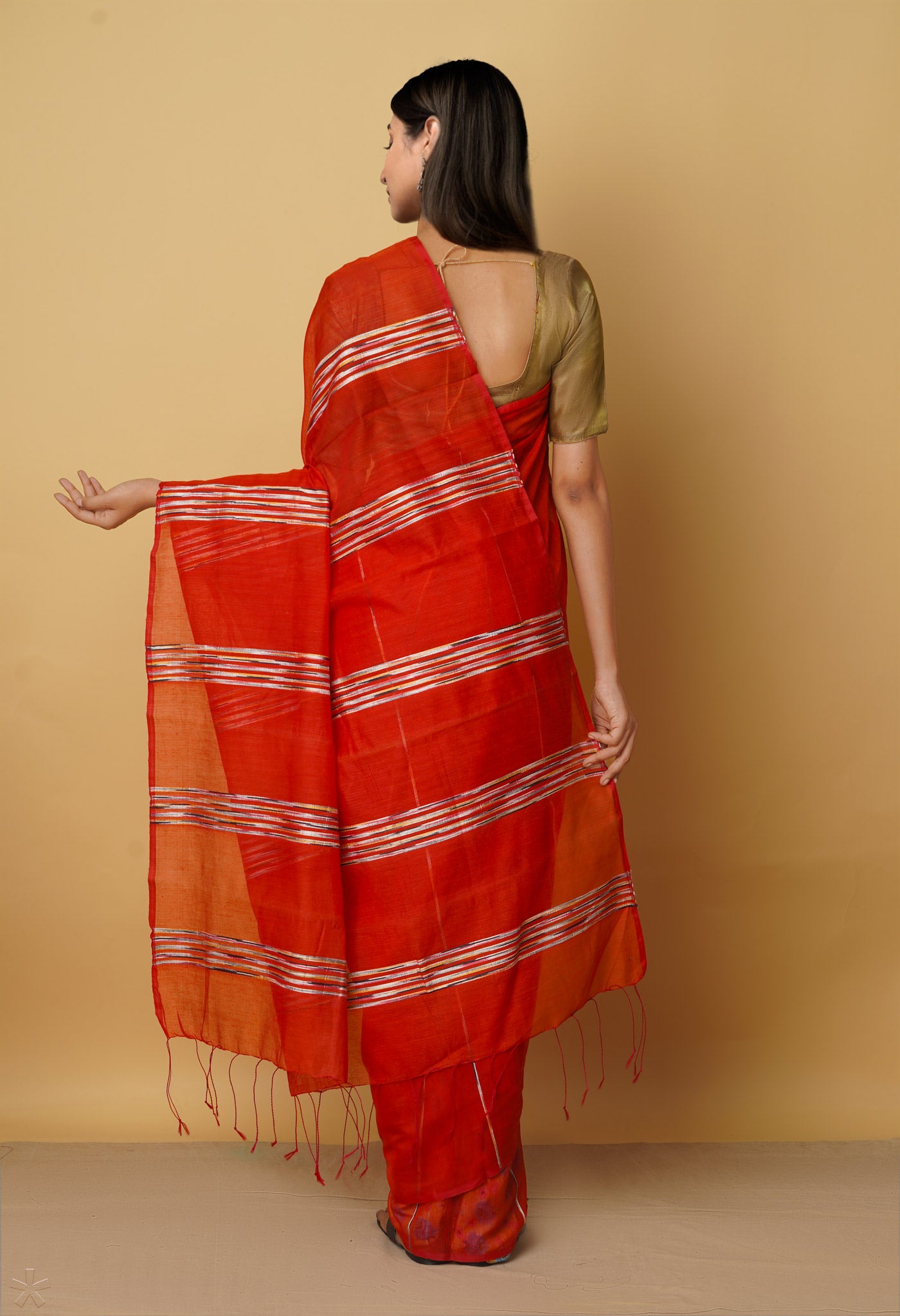 Red Pure Handloom Mangalagiri Cotton Saree-UNM66430