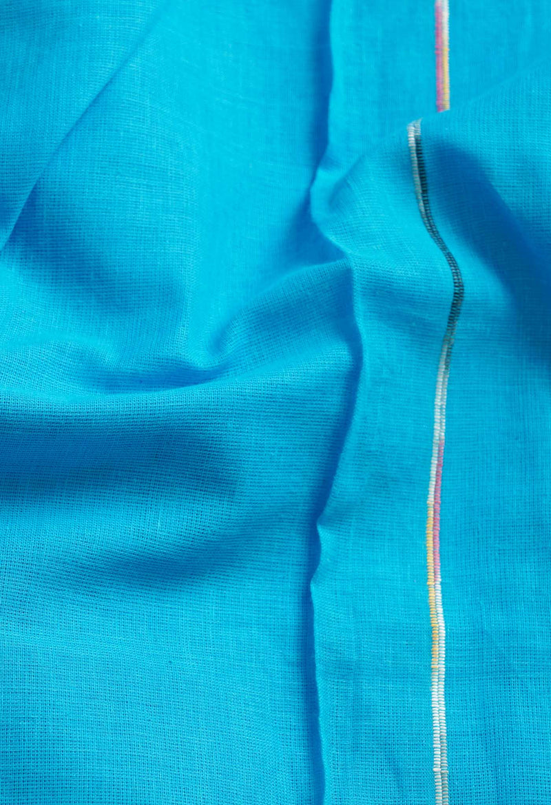 Blue Pure Handloom Chettinad Cotton Saree-UNM66431