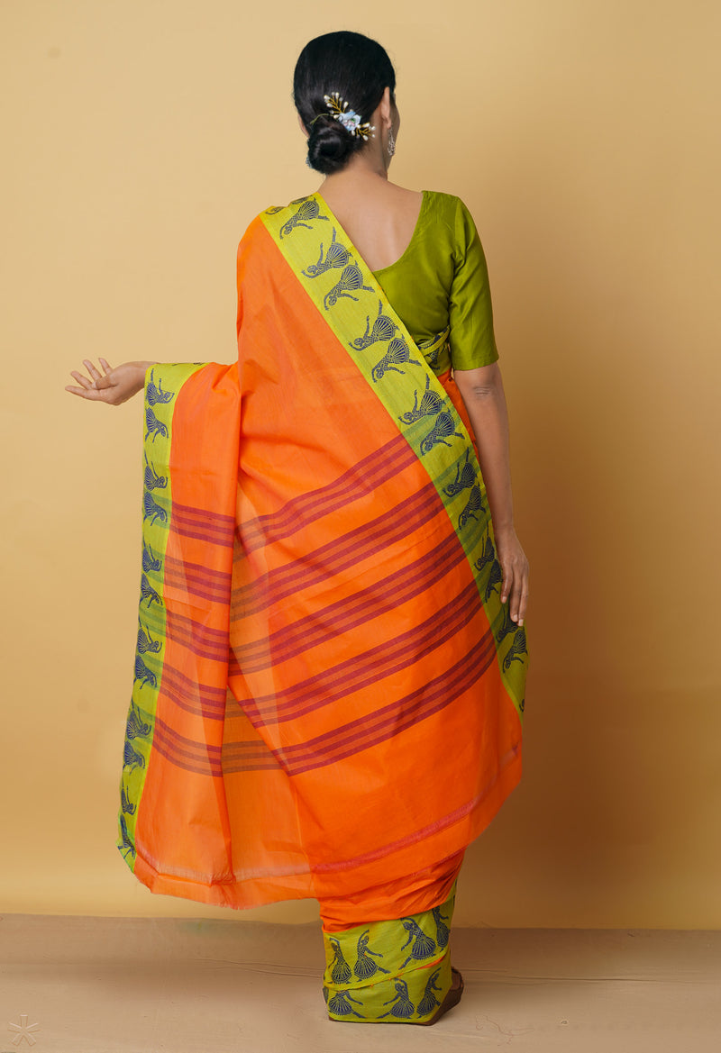 Orange Pure Pavani Venkatagiri Cotton Saree-UNM66451