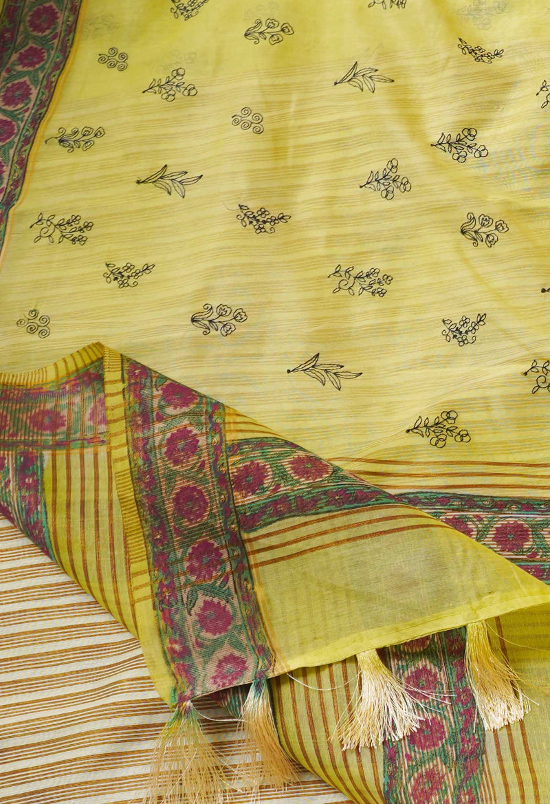 Green Cross Stitched Embroidered Sico Saree-UNM66457