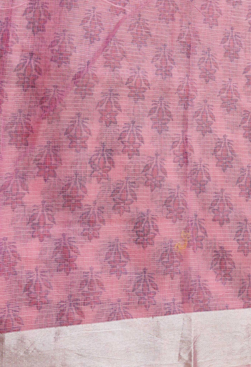 Pink Pure Kota Block Printed Cotton Saree-UNM66480