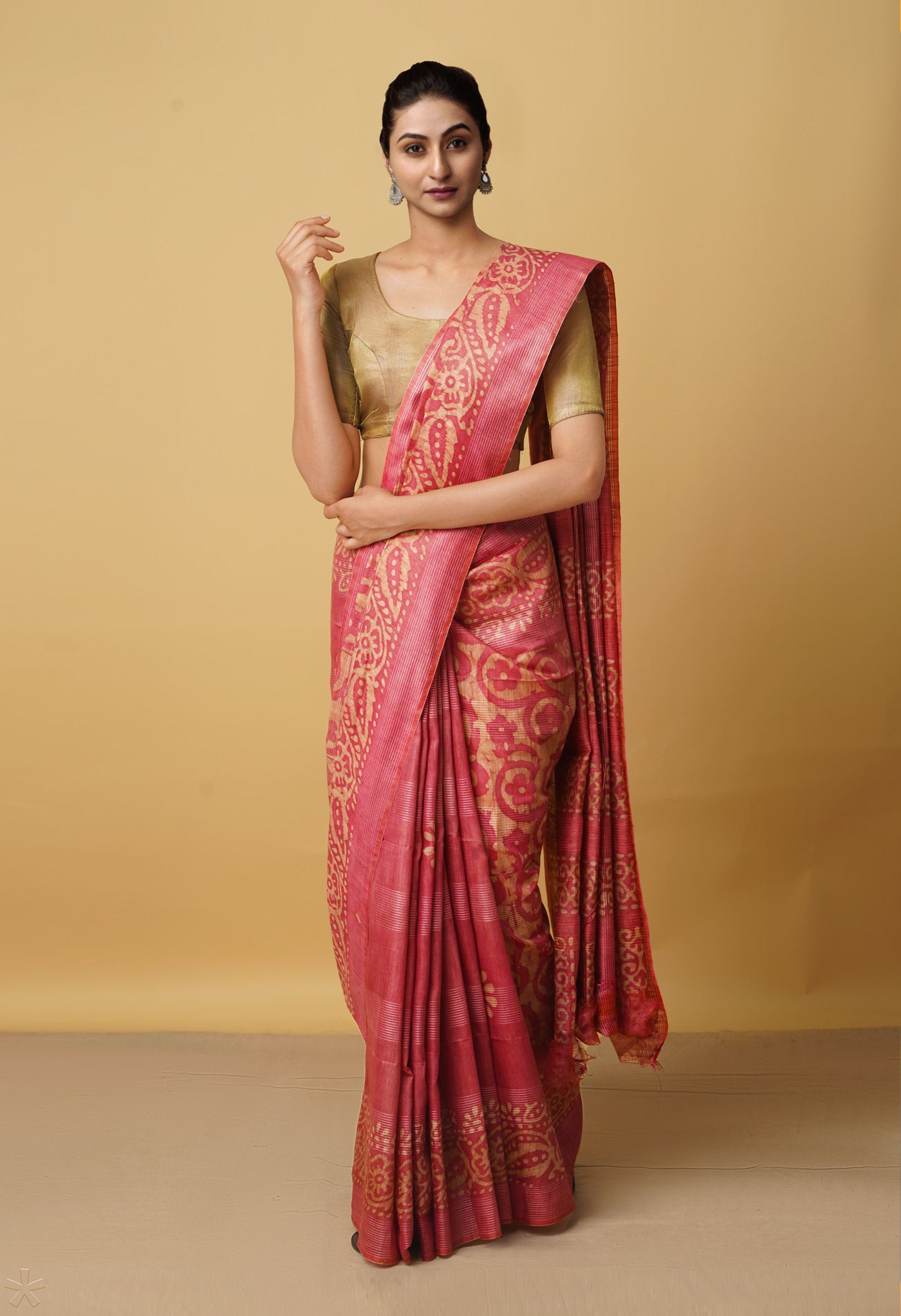 Pink Pure Batik Bhagalpuri Sico Saree-UNM66497