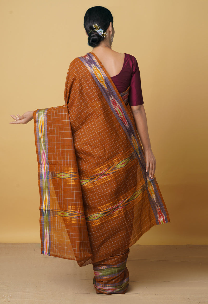Brown Pure Mangalgiri Cotton Saree-UNM66545