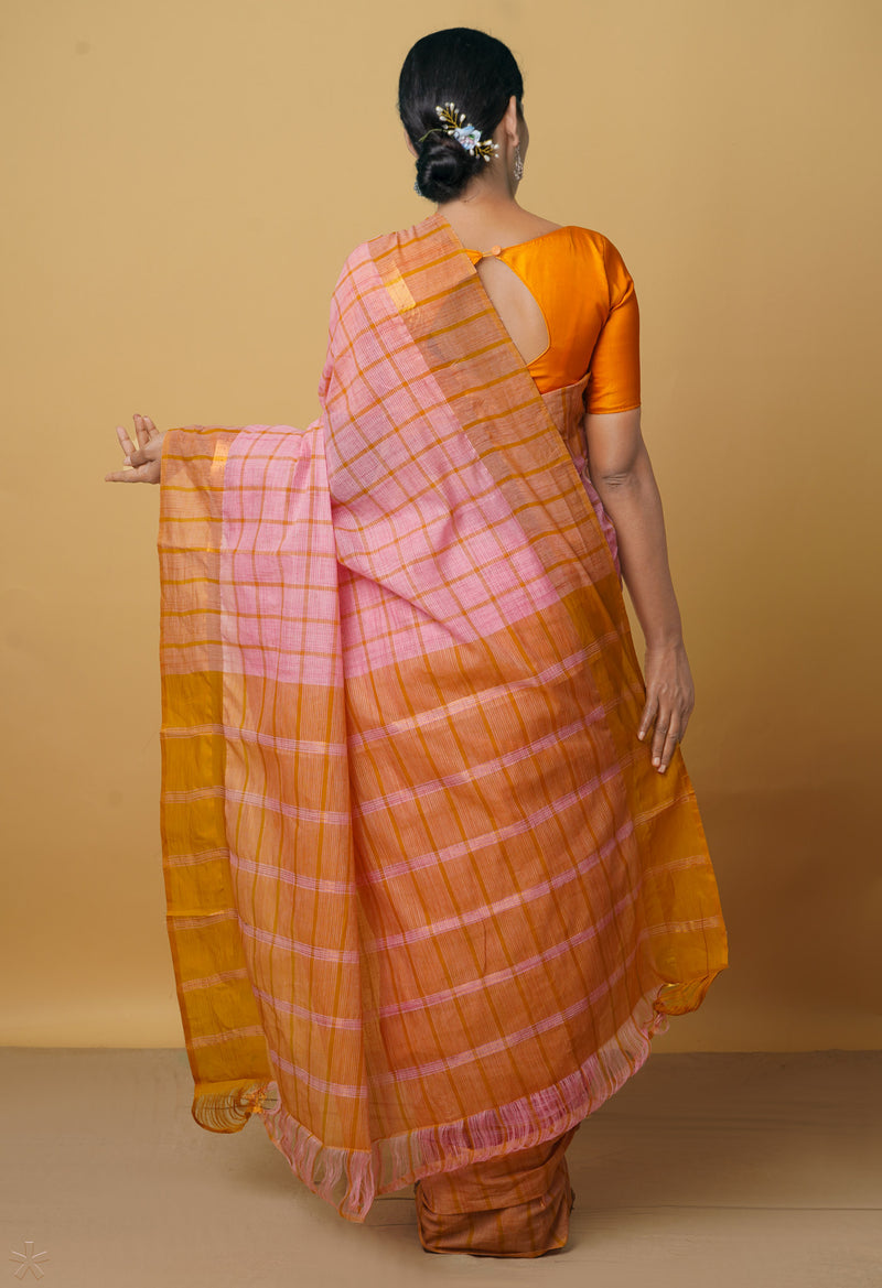 Baby Pink Pure Mangalgiri Cotton Saree-UNM66555