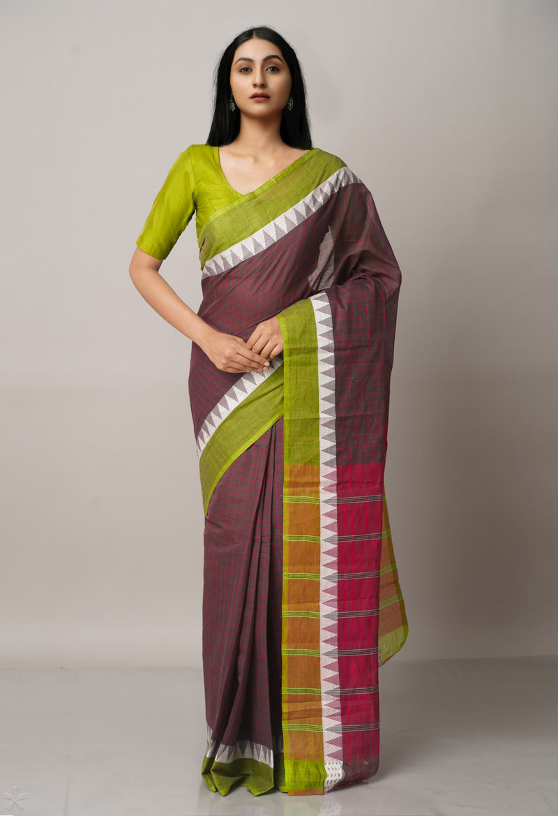 Brown Pure Mangalgiri Cotton Saree-UNM66562