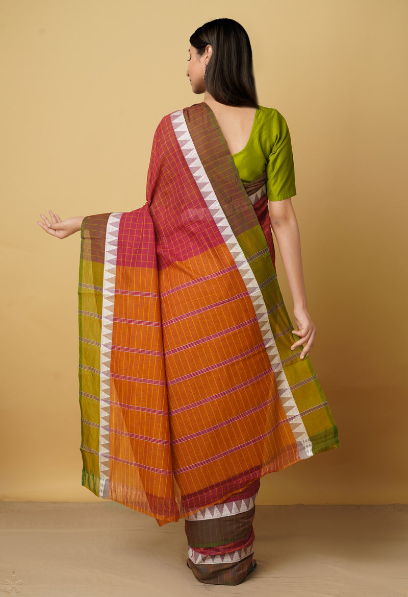 Maroon Pure Mangalgiri Cotton Saree-UNM66563