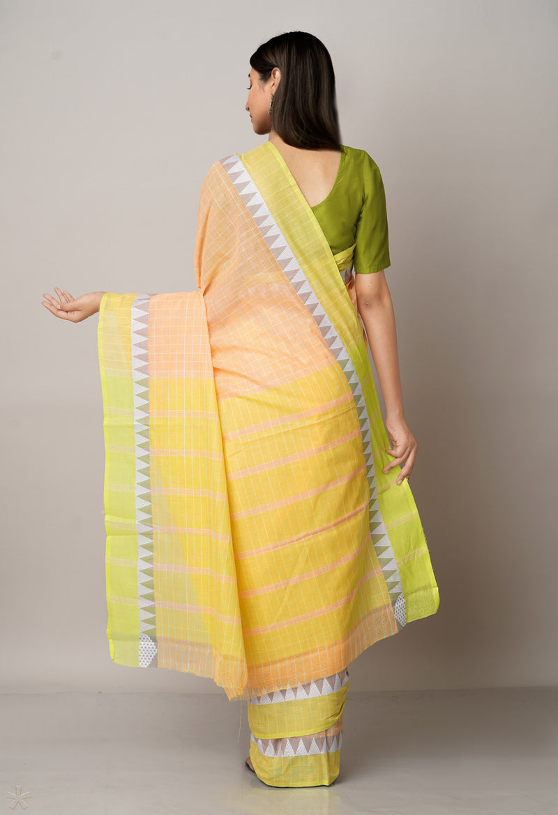 Orange Pure Mangalgiri Cotton Saree-UNM66568