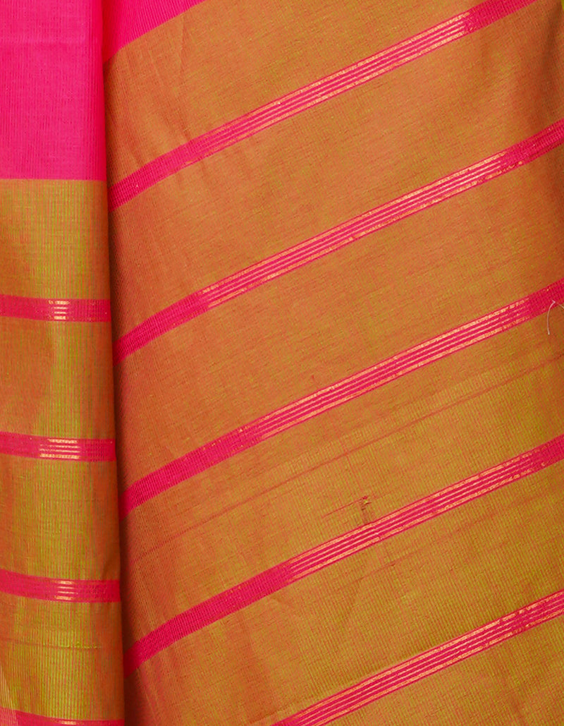 Pink Pure Mangalgiri Cotton Saree-UNM66573