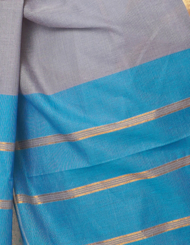 Grey Pure Mangalgiri Cotton Saree-UNM66575