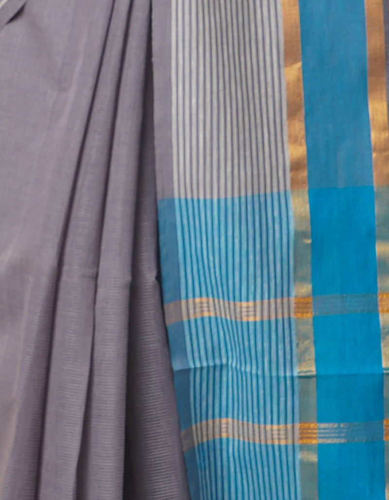 Grey Pure Mangalgiri Cotton Saree-UNM66575
