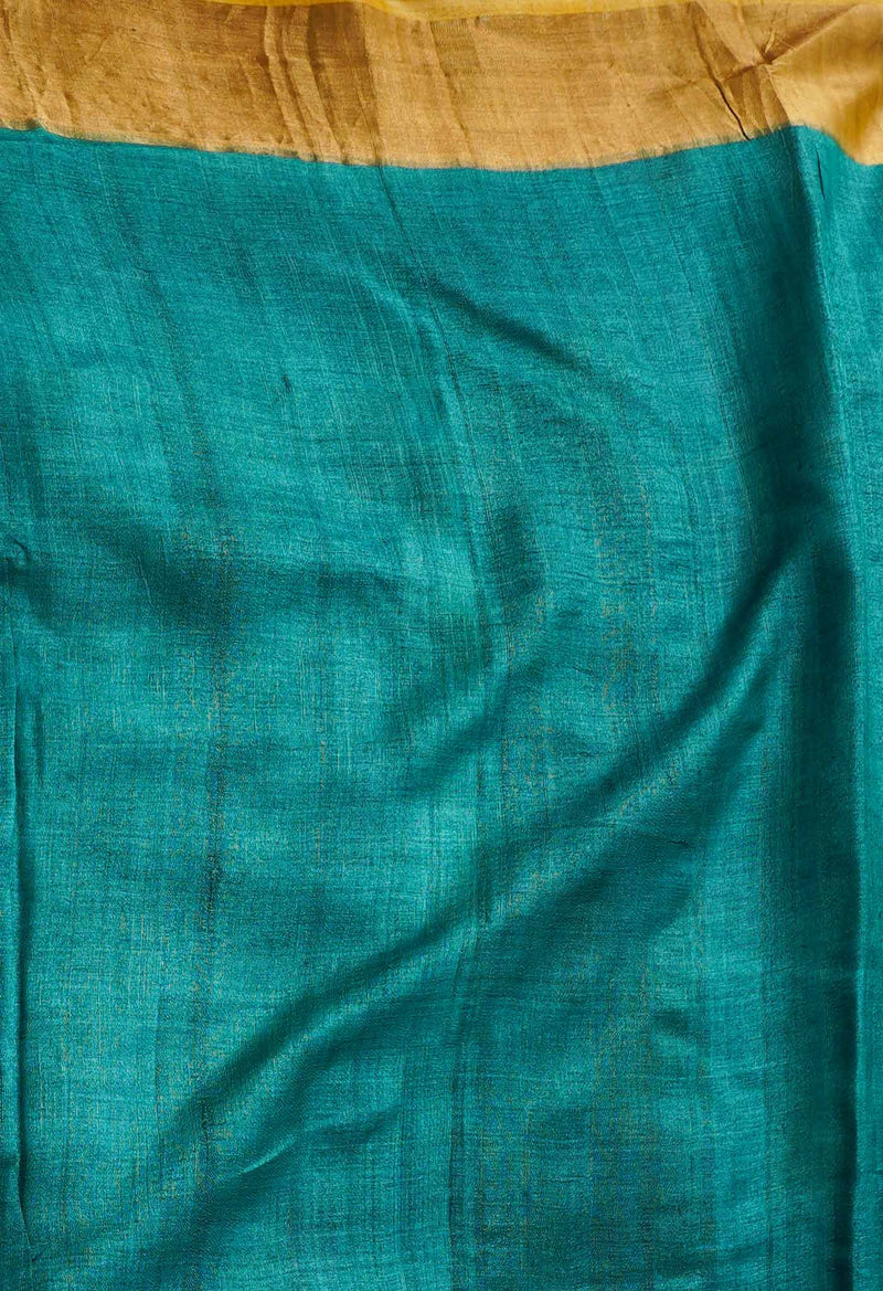 Green Pure Handloom Bengal Tussar Silk Saree-UNM66600