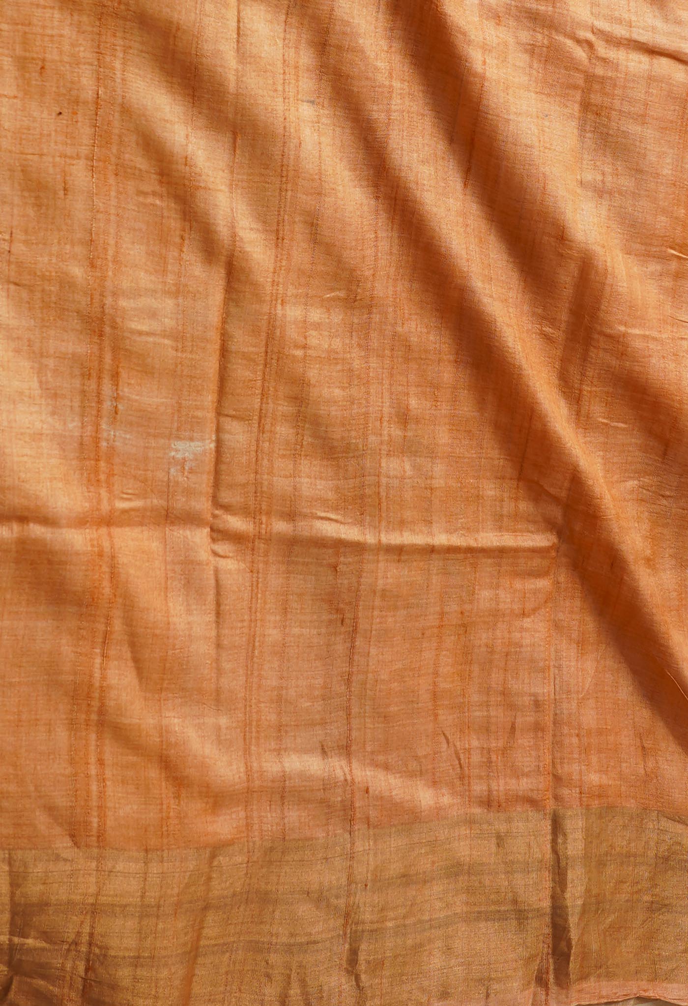 Peach Orange Pure Handloom Bengal Tussar Silk Saree-UNM66601
