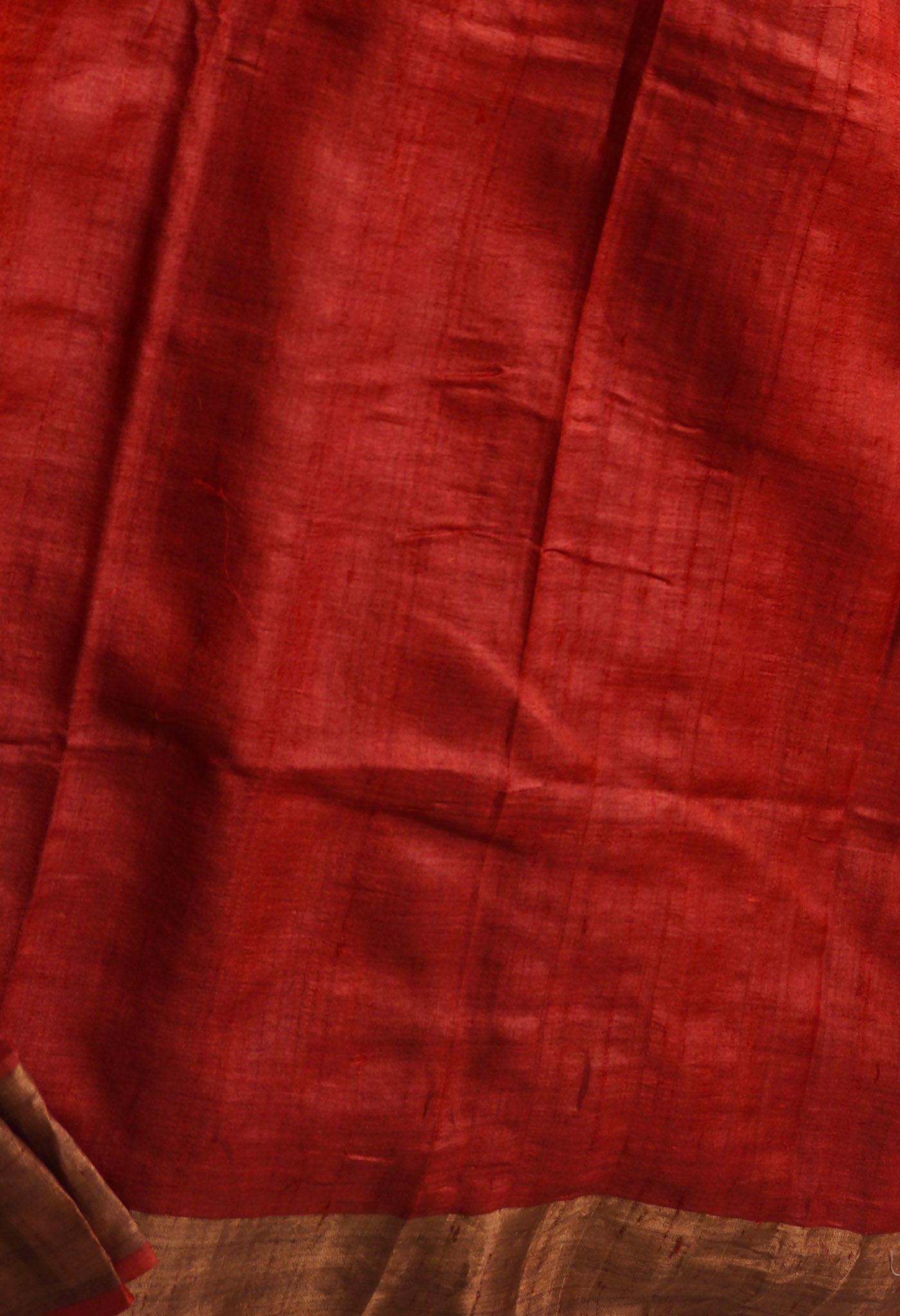 Black-Red Pure Handloom Bengal Tussar Silk Saree-UNM66604