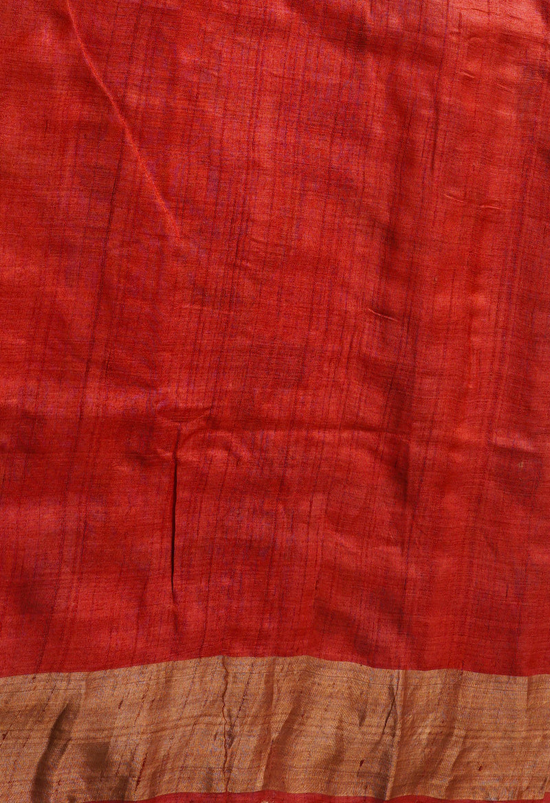Cream Pure Handloom Bengal Tussar Silk Saree-UNM66608