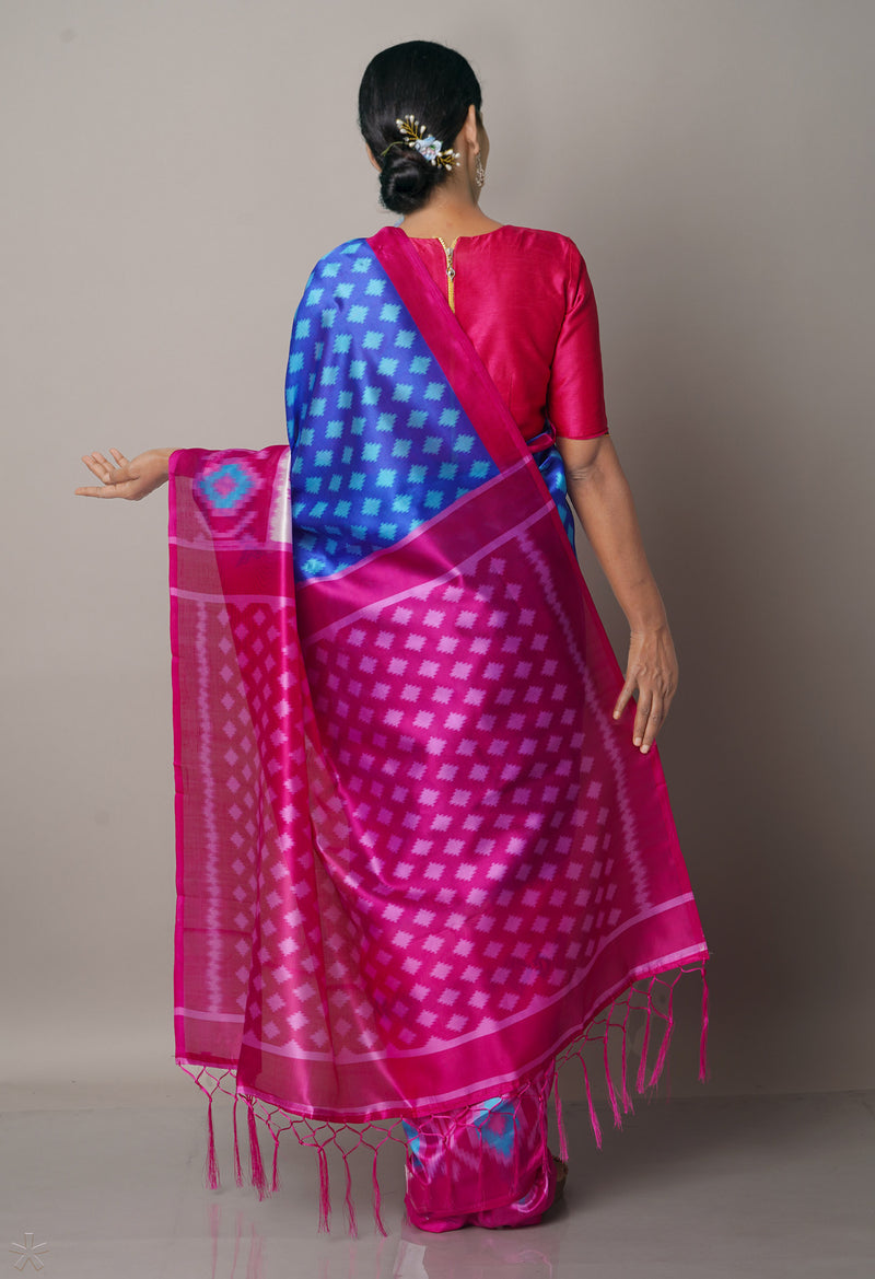 Blue  Fancy Block Printed Art Silk Saree-UNM66646