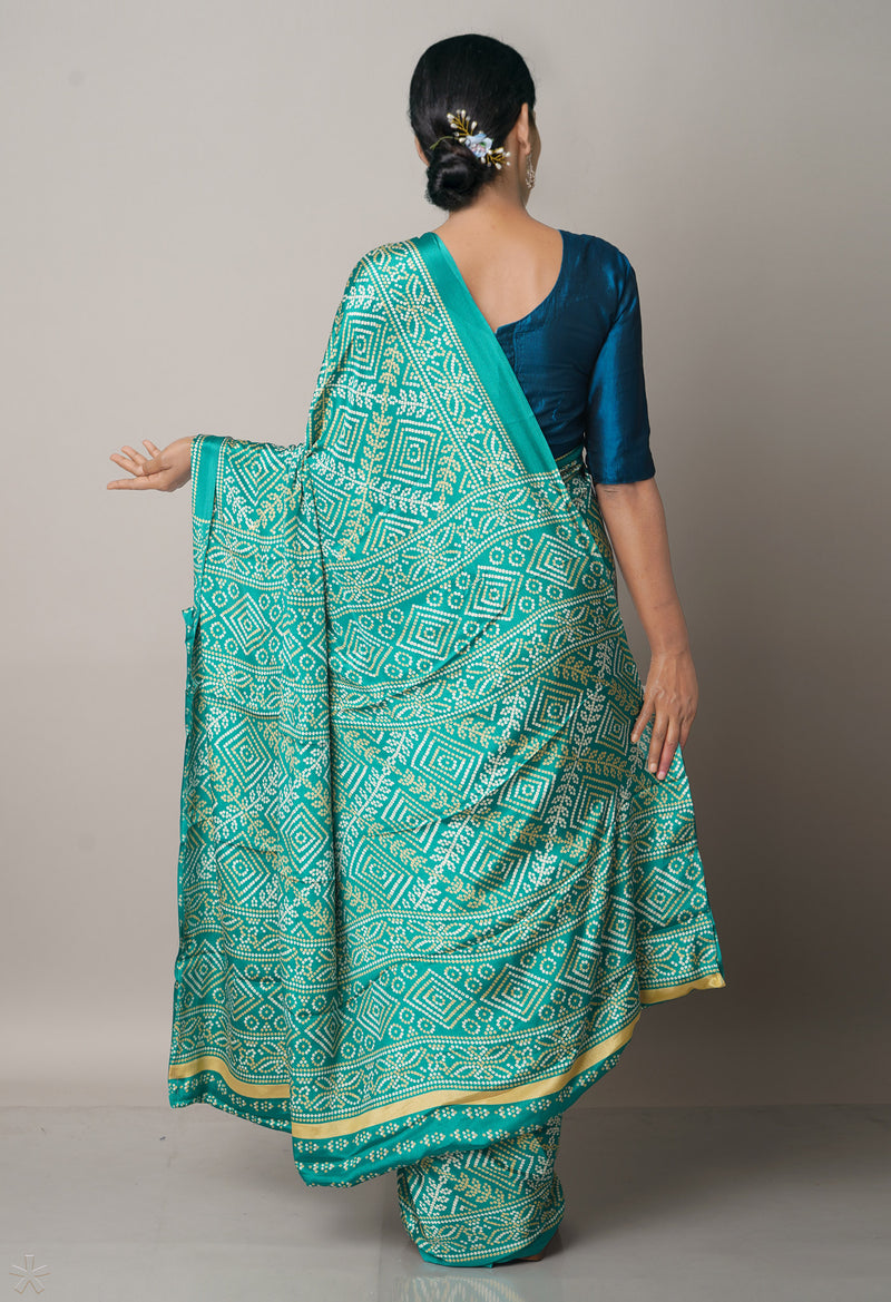 Blue  Bandhani Crepe Soft Silk Saree-UNM66678