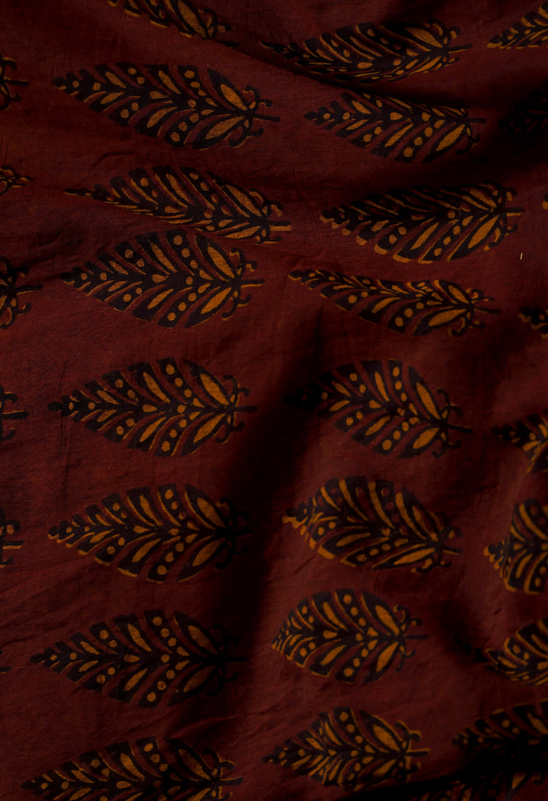 Brown  Art Chanderi Bagh Printed Cotton Saree-UNM66761