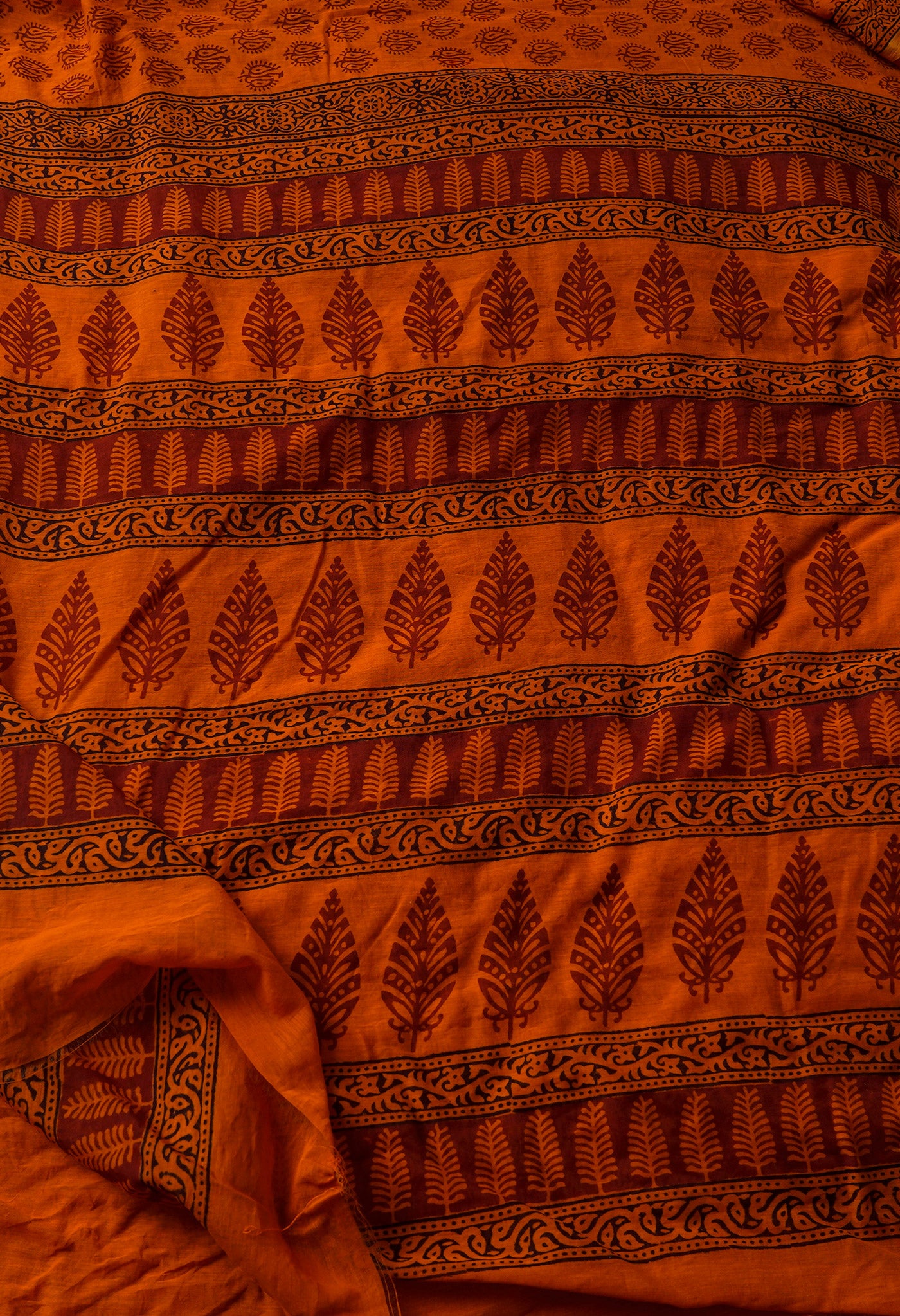 Orange  Art Chanderi Bagh Printed Cotton Saree-UNM66770
