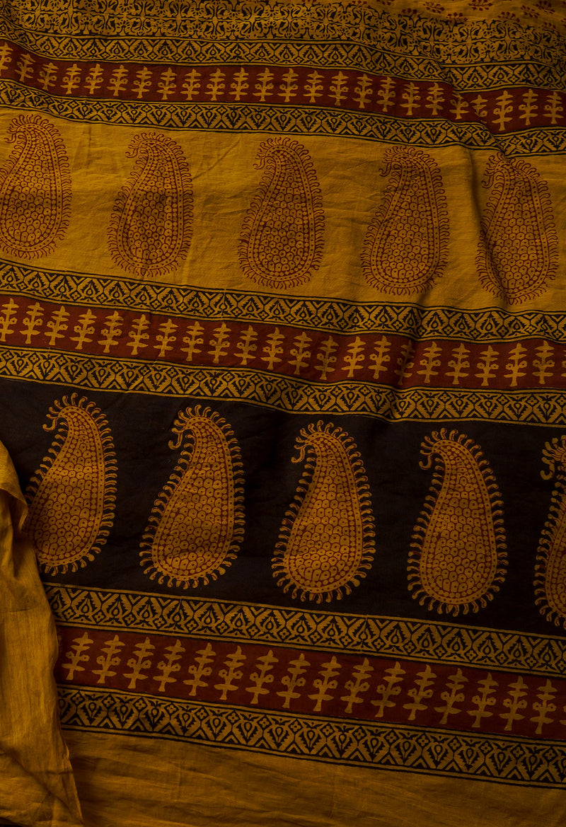 Mehandhi Green  Art Chanderi Bagh Printed Cotton Saree-UNM66771